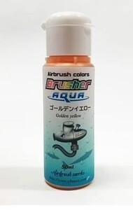 ■Brusherアクア エアブラシ専用水性ウレタン塗料 あらゆる物にペイント可能 NEWカラー ゴールデンイエロー 50㏄｜33