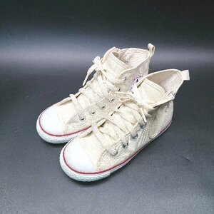 ◇ CONVERSE オールスター ロゴワンポイント キッズサイズ スニーカー サイズ19 アイボリー レディース メンズ E