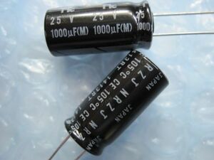 P0041　NIC Components コンデンサ NRZJ シリーズ　NRZJ102M25V10X20F　1000μF　25V 　未使用品ですが、長期保存品　2個セット