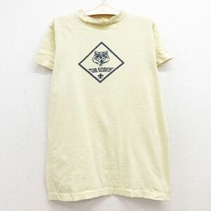 古着 半袖 ビンテージ Tシャツ キッズ ボーイズ 子供服 80s カブスカウト コットン クルーネック 黄系 イエロー 24feb20 2OF