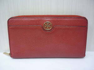 TORY BURCH トリーバーチ レザー ラウンド ジップ 長財布 赤 レッド a