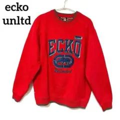 ecko unltd スウェット　トレーナー　ビッグロゴ　レッド系　ユーズド