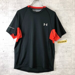 UNDER ARMOUR アンダーアーマー メンズ ロゴプリント ドライ COLDBACK HEATGEAR 半袖Tシャツ SM 黒オレンジ