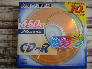 三菱・MITSUBISHI^,,.CD-R*ソフトジャケット10枚パック*24X5色ディスク*650MB24倍速対応*CR74HM10F_.,,^「未使用品」