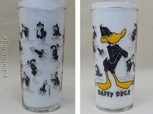 97年製 ビンテージグラス 総柄 [ ダフィー・ダック ] WARNER BROS ルーニーテューンズ Daffy Duck