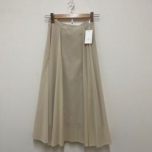 (24)UNITED ARROWS ロングスカート 36 ユナイテッドアローズ コットン ベージュ 無地 1524-162-4608