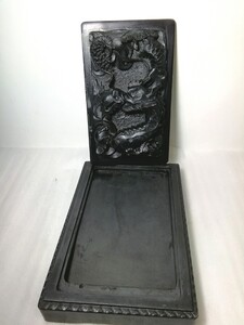 【龍硯】　重たい硯　重さ5122g サイズ約 27×18cm 高さ9cm(蓋含む)　龍 硯　 書道具 すずり 古硯