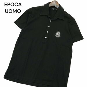 EPOCA UOMO エポカ ウォモ 春夏 ロゴ スワロ ワッペン★ 半袖 鹿の子 ポロシャツ Sz.48　メンズ 黒 日本製　A4T06189_5#D