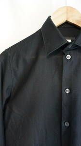 【本人期】HELMUT LANG ヘルムートラング コットン メッシュシャツ 【サイズ38｜15】ブラック 黒 ドレスシャツ 長袖 HL15