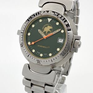 腕時計 メンズ HUNTING WORLD クォーツ quartz Swiss デイト カーキ シルバー silver SPM-0140806 ハンティングワールド Watch Y2166