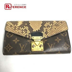 LOUIS VUITTON ルイヴィトン N90099 ポルトフォイユ パラス フラップ モノグラム エクゾチック 長財布 ブラウン レディース【中古】