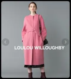 LOULOU WILLOUGHBY バックルベルト付リバーコート　ピンク