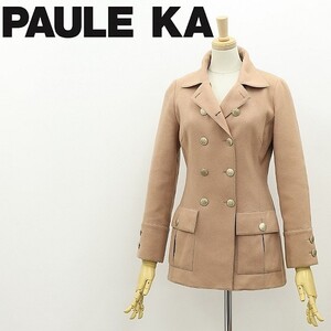 ◆PAULE KA ポールカ メタルボタン ウール ダブル ハーフ コート ベージュ 36