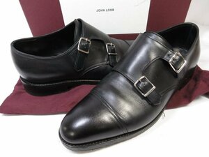 HH 美品【ジョンロブ JOHN LOBB】 WILLIAM ウィリアム Wモンクストラップシューズ 紳士靴 (メンズ) size8E9395 黒■18HT2438■