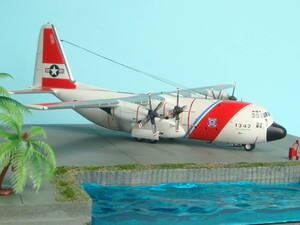 ハセガワ 1/200 改修 ロッキードHC-130B ハーキュリーズ 1971年夏 米国沿岸警備隊/USCG C-130 ジオラマ完成品 ケース付き