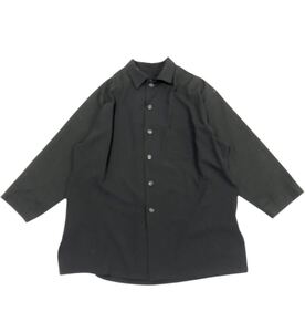 ■ YOHJI YAMAMOTO POUR HOMME ヨウジヤマモト プールオム ■ ワイド ビッグシルエット シャツ コート ブラック 1