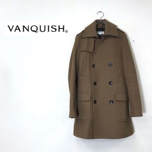 1I1012-G◆ 美品 ◆ VANQUISH ヴァンキッシュ ウールコート ミドル丈 ◆ sizeS キャメル 無地 毛 ナイロン ポリエステル レーヨン