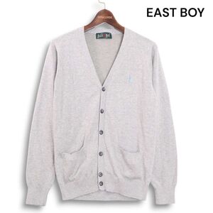 EAST BOY イーストボーイ 通年 刺繍♪ コットン ニット スクール カーディガン Sz.9 レディース グレー 女子 学生 通学　K4T02305_C#O