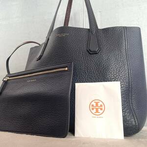 現行に近い/極美品 トリーバーチ TORY BURCH 2way ペリー トートバッグ ハンド ポーチ クラッチ バイカラーレザー A4収納 肩掛け ビジネス