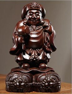 新入荷★30cm大黒天 福の神 黒檀 木彫 鎮宅辟邪 手作り 精密細工 工芸品 招財開運 置物