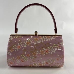 和装バッグ 美品 優品 フォーマル 桜 桜の花びら 金彩 薄紫 エナメル 和装小物 【中古】