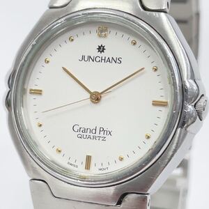 JUNGHANS ユンハンス Grand Prix グランプリ RD-5004-A QZ クォーツ メンズ腕時計 白文字盤 スイス製 ベルト純正