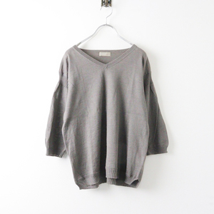 マーガレットハウエル MARGARET HOWELL LINEN COTTON Ｖネック ニット プルオーバー 2/グレー カットソー 長袖【2400013942331】