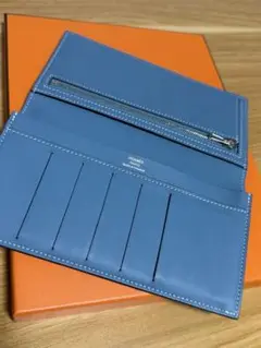 【美品未使用】HERMES エルメス長財布シチズンツイル　ブルージーン　B刻印