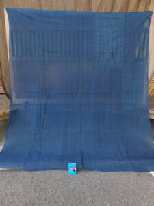 蚊帳に使われていたしっかりした青系薄手藍木綿古布・5幅繋ぎ・178×160㌢・重300g・リメイク素材