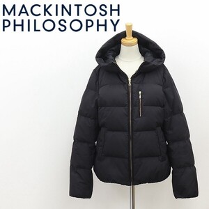 ◆MACKINTOSH PHILOSOPHY マッキントッシュ フィロソフィー ジップ フーデッド ダウン ジャケット 黒 ブラック 38