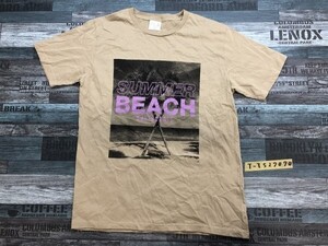 OBLO メンズ ヤシの木 プリント半袖Tシャツ クルーネック M ベージュ