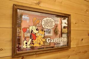 新品　Garfield ガーフィールド　ウッド　パブミラー　PUB MIRROR アメリカン　カフェ　バー　ガレージ　インテリア　木製　②