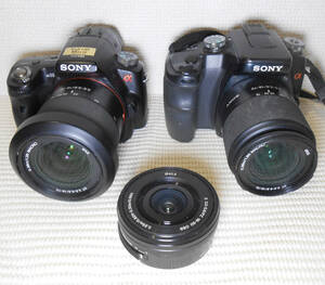 ★SONY ソニー デジタル一眼レフカメラ デジカメ レンズ まとめ 大量 合計5点セット DSLR-A100 SLT-A55V SELP1650他★