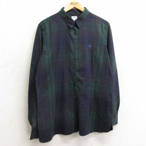 古着 ブルックスブラザーズ 長袖 ブランド シャツ レディース 90s ワンポイントロゴ 緑他 グリーン チェック ブラックウォッチ 24nov13 中