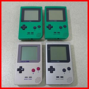 動作品 GBP ゲームボーイポケット 本体 MGB-001 グリーン/グレー/シルバー まとめて4台セット Nintendo 任天堂 GAME BOY pocket【10