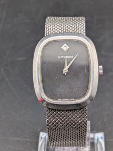 春名 12月 No.303 LONGINES ロンジン 腕時計 18 366450 シルバー ブラック文字盤 2針 稼動なし メッシュブレス 手巻き