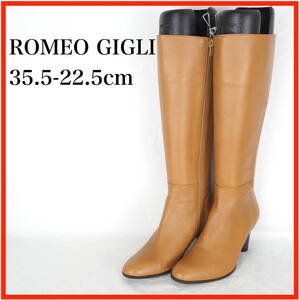 EB6173*ROMEO GIGLI*ロメオ ジリ*レディースロングブーツ*35.5-22.5cm*キャメル