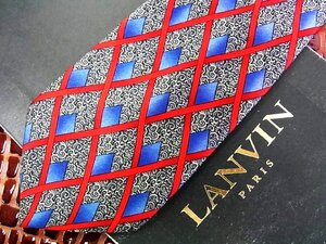 ♪今週の特売980円～♪1303♪良品【LANVIN】ランバン【菱形 植物 デザイン 柄】ネクタイ♪