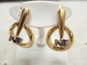 K534　ヴィンテージ　イヤリング　ニナリッチ　NINA RICCI　ゴールドカラー　小さめサイズ　Vintage　earring