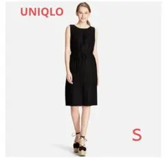 UNIQLO プリーツジャージーワンピース　ノースリーブ　S　ネイビー