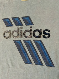 T-M-97【セール!!】★USA古着★adidas シンプルロゴ 両面プリントTシャツ★水色★Lサイズくらい★送料\230