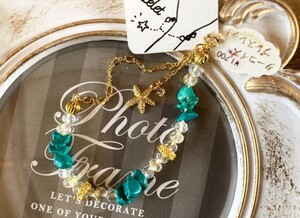 未使用品 Zoule レディース ターコイズ ヒトデ ブレスレット 海 ビーチ アクセサリー 新品 turquoise stone bracelet starfish accessory F