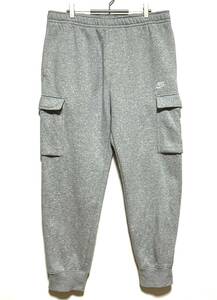 【美品】NIKE クラブ カーゴ パンツ（XXL）2XL グレー ナイキ NSW ジョガー スウェット テーパード 裾リブ ロンパン 裏起毛 フリース