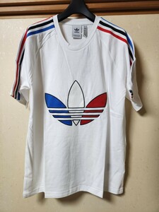 新品/未使用/正規品【アディダス トリコロールTシャツ O 白ホワイト】横浜マリノスadidasオリジナルス2Lプラシャツ半袖XLシャツLL