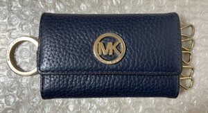 マイケルコース 6連 キーケース ネイビー レディース MICHAEL KORS FULTON KEY CASE LEATHER レザー 紺色 貴176 三