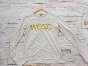 LSA29☆Mサイズ☆WeSC(ウィーエスシー) ロゴ入り 長袖Tシャツ ベージュ 未使用