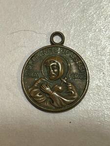 127 【メダル】フランシスコ会　アッシジ　日本　銅製　小さなメダル　時代物　キリスト