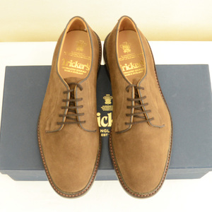 未使用 英国製 トリッカーズ derby shoe プレーントゥ スエード靴 size 8