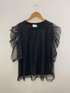 Chika Kisada◆半袖カットソー/2/ナイロン/BLK/無地/CT-22015/ブラック/EX.Tulle TOPS