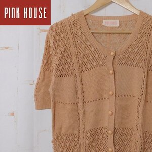 ピンクハウスPINK HOUSE■コットンニット カーディガン 半袖 コットン×アクリル■■ピンクベージュ ※RY3518020